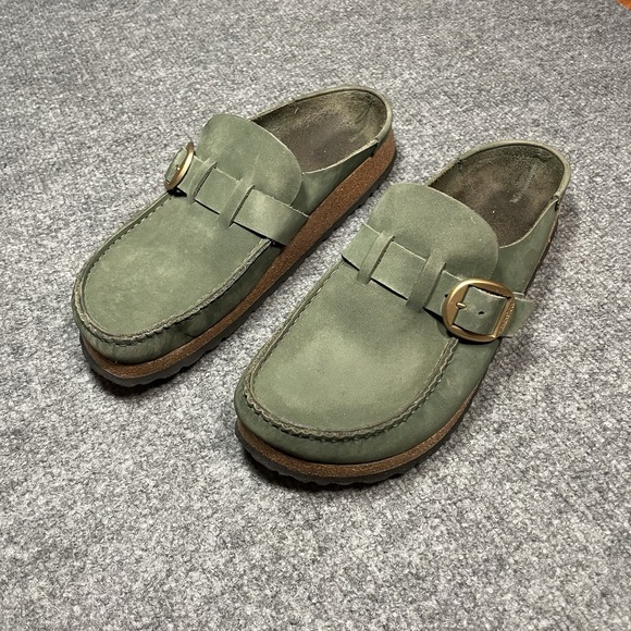 BirkenstockWomen's Buckley Suede Leather Clogs Green Slip On EU 41 Comfort Shoe - Picture 2 of 9